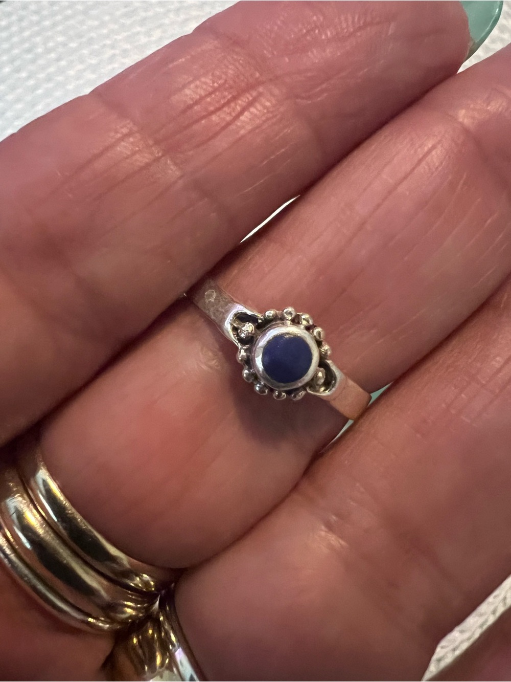 Sterling Silver Blue Lapis Stone Delicate Minimalist Ring - Women's Jewelry